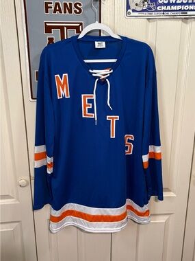 New York Mets Hockey Style Jersey with Orange & White Accents